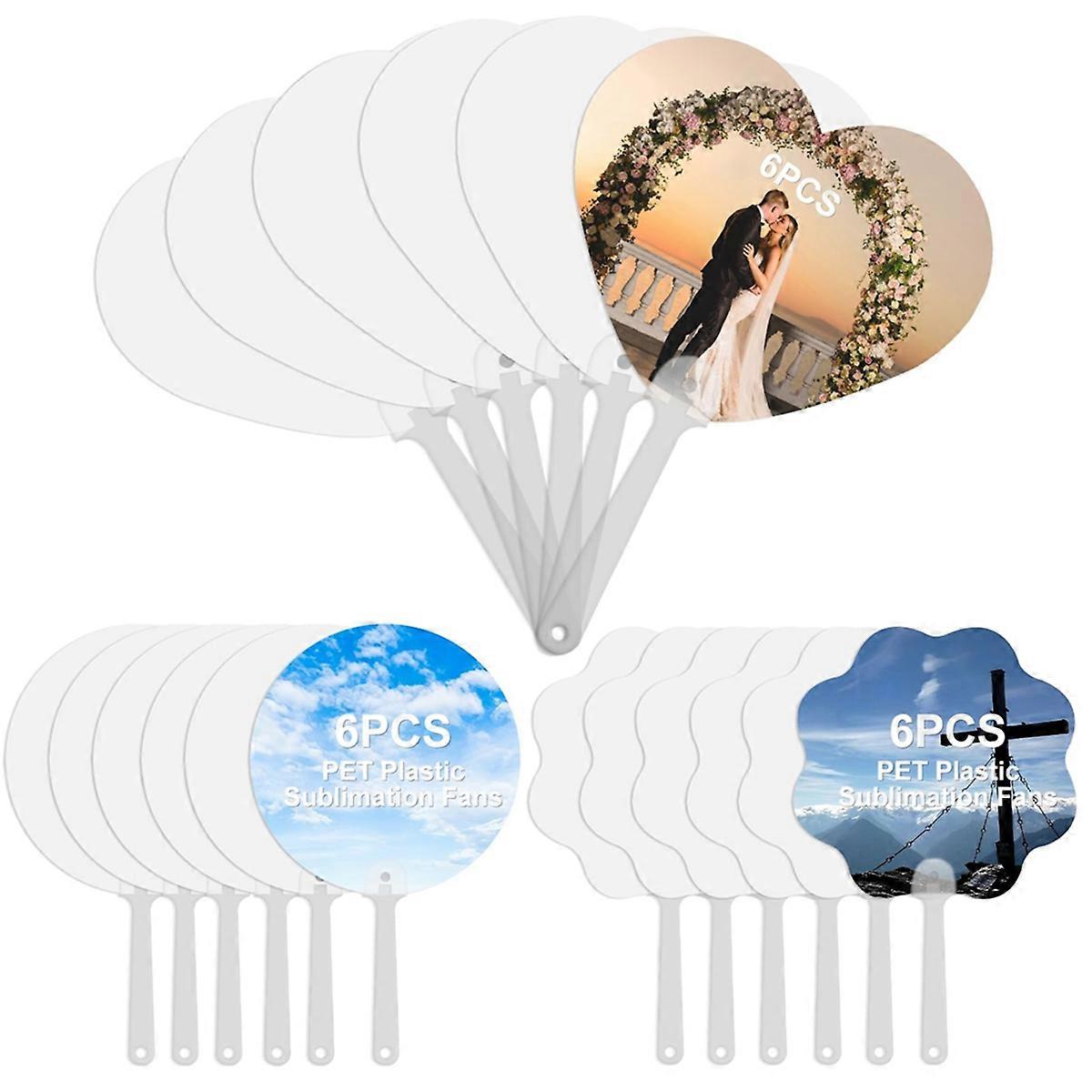 18 PCS Sublimation Fans Blank, PET Plastic Sublimation Hand Fans