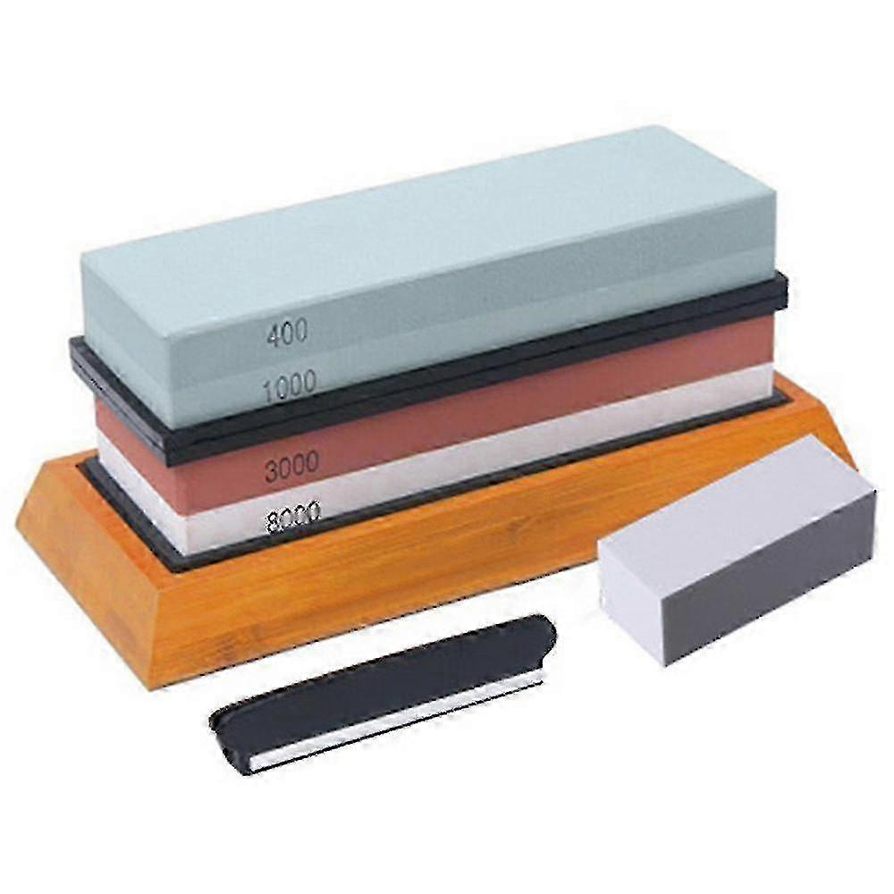 Sharpening Stone with Angle Guide and Non-slip Bamboo Base Grit
