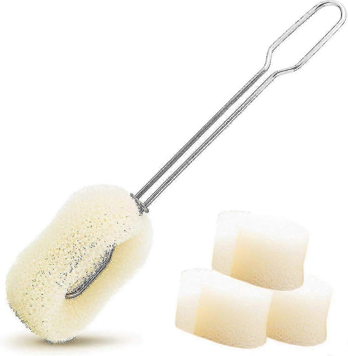 Bottle Sponge Brush Scrubber with Replaceable Stainless Steel Sponge Head