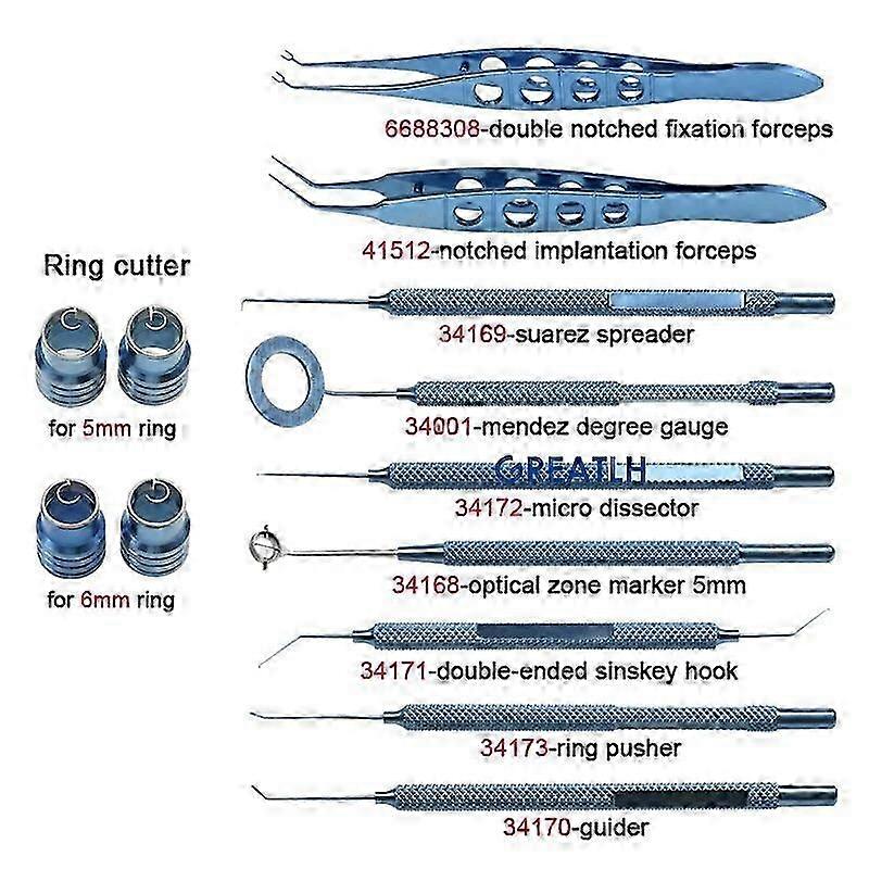 Corneal Ring Set Double Notched Fixation Forceps Titanium Alloy Eye Instrument
