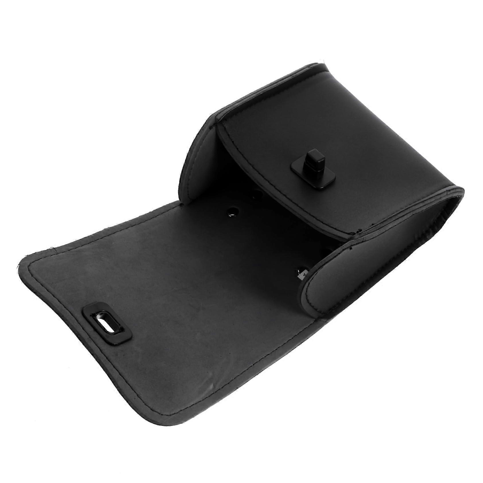 Handlebar Bag Made of Faux Leather Black Bicycle Bag for Saddle Bag Practical Hanging Bag with High Storage Space for Tools and Accessories, black