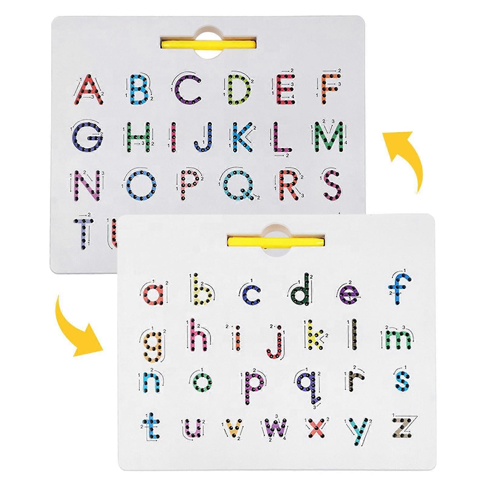 Magnetic Alphabet Drawing Board, Double Sided Practice Board for Letters and Numbers with Magnetic Pen
