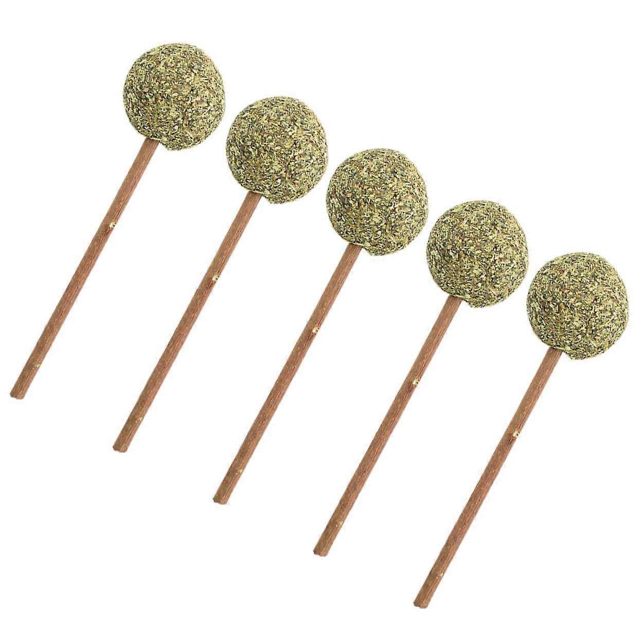 Cat Grass Ball Lollipop - Pack of 5 Molar Tooth Sticks for Kittens, Catnip Mint Chew Toys for Dental Health