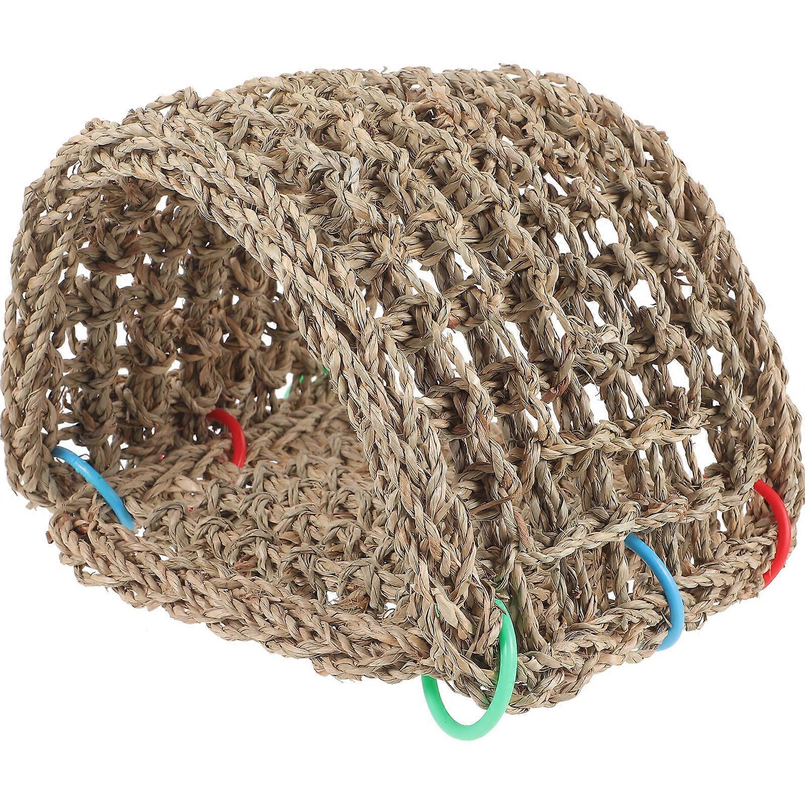 Straw Woven Parrot Breeding Nest Woven Bird Nest For Birds and Small Animals Garden Ornament 22.00X18.00X16.00CM 1Set