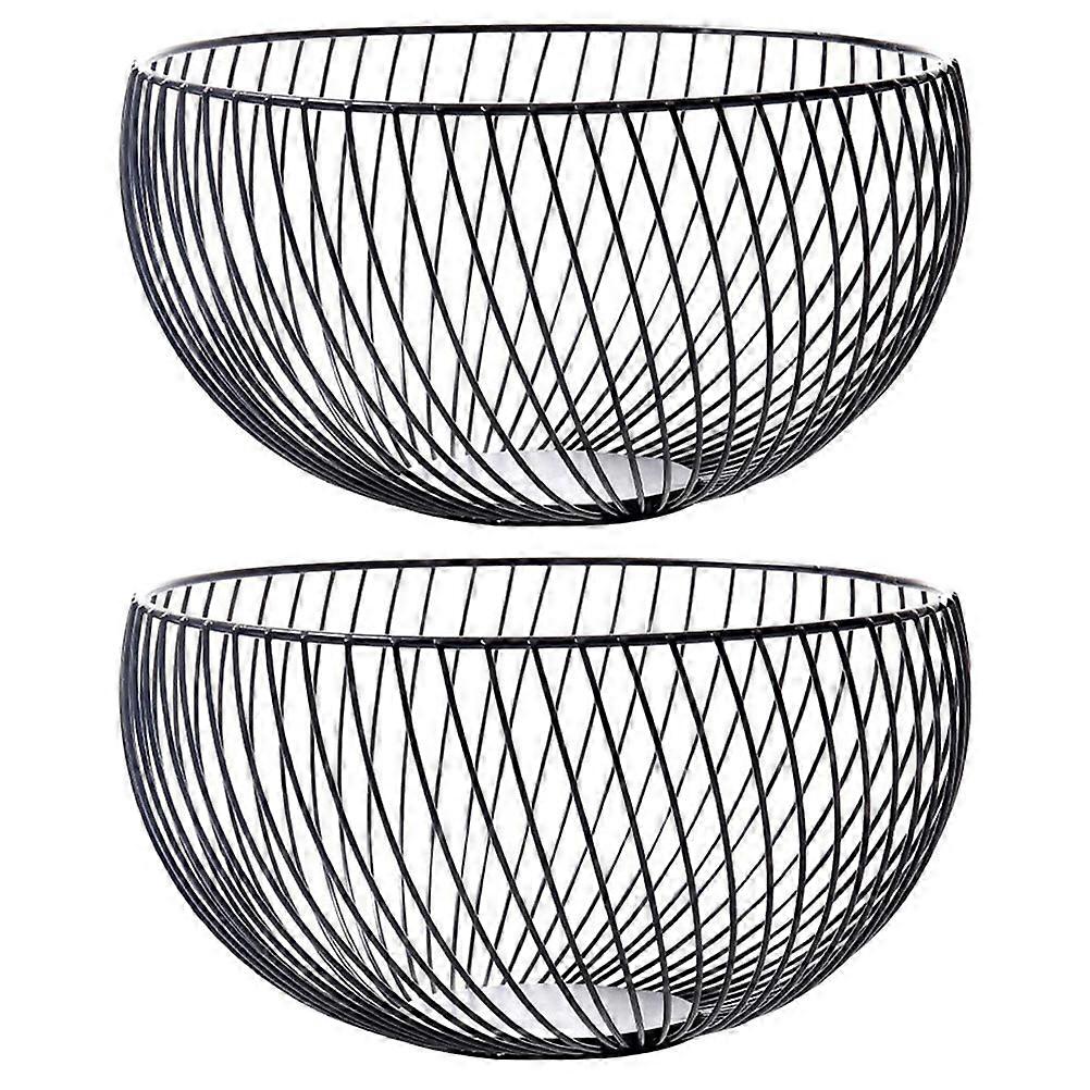 Black Iron Wire Fruit Basket Fruit Wire Basket for Storage 2Pcs Kitchen Use