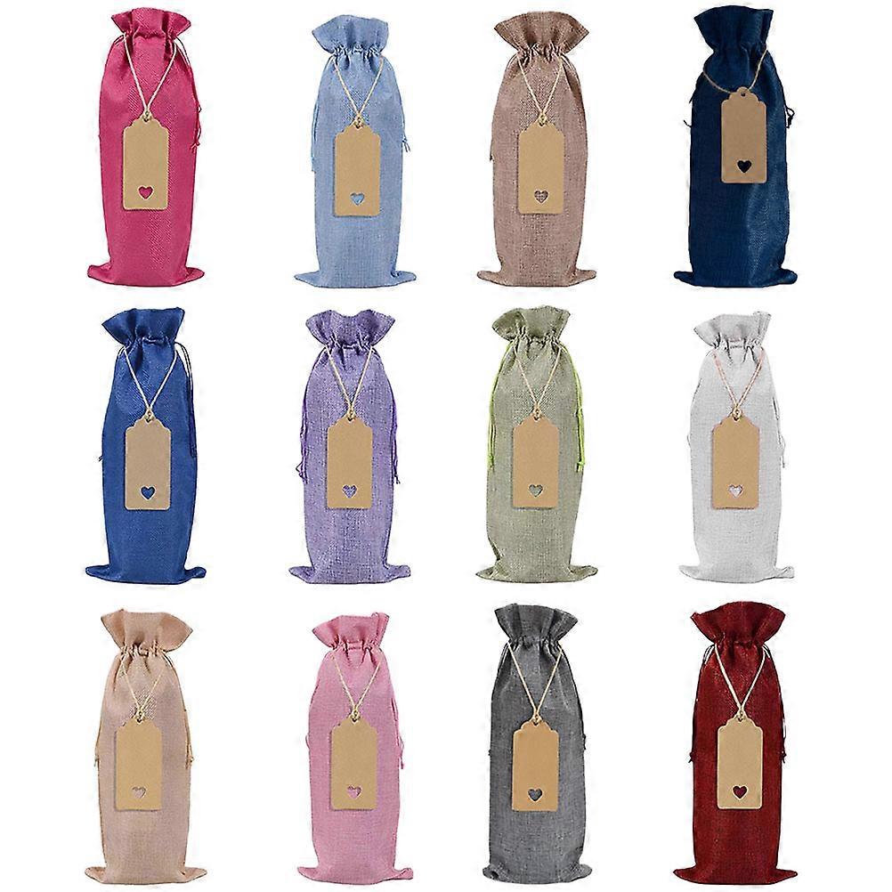 Drawstring Cover Tasting Adults Dinner Party Assorted Color Kraft Paper 15*35cm 12 Sets