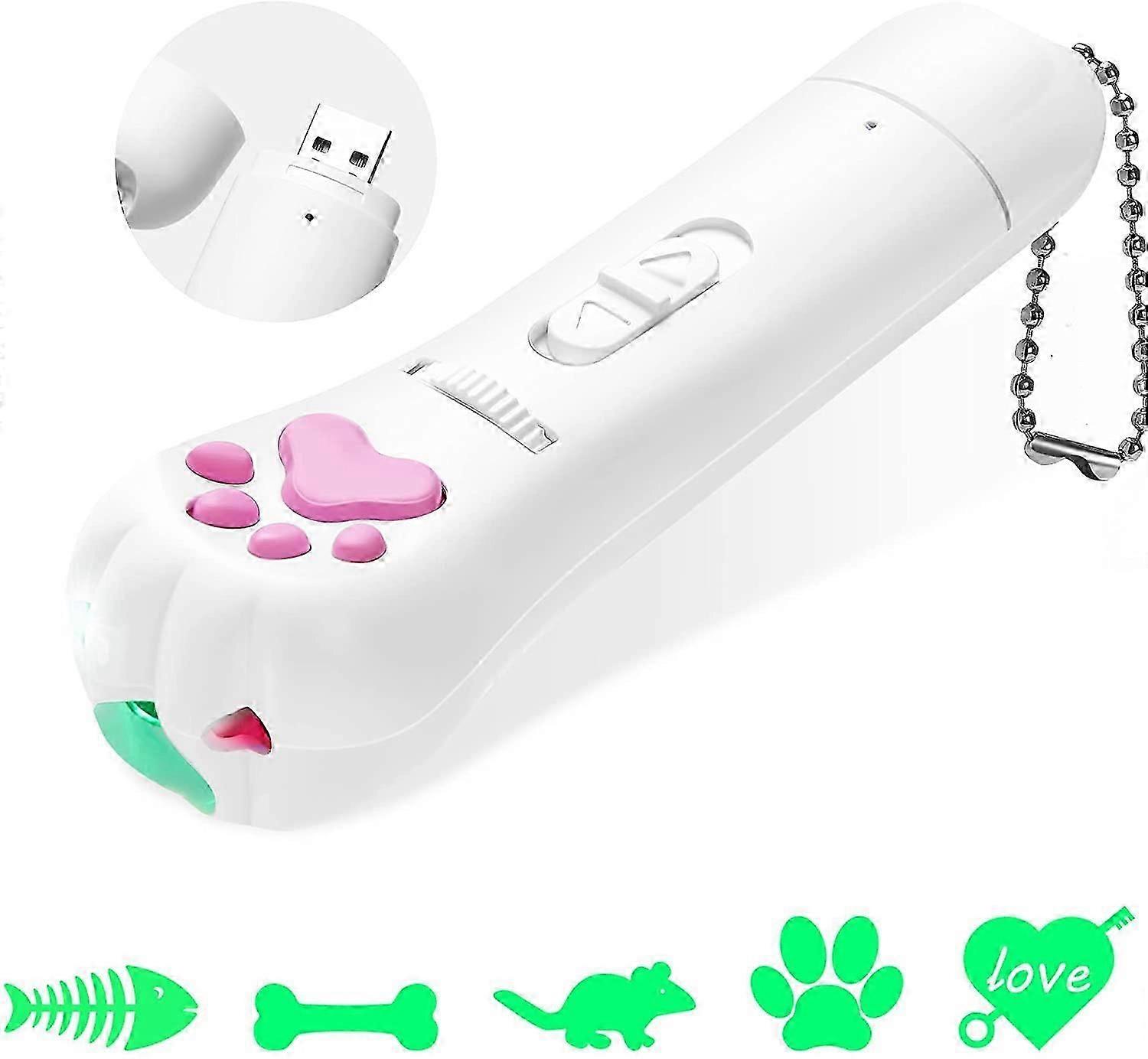 Interactive Rechargeable Cat Teaser Wand with LED Lights & 5 Playful Patterns