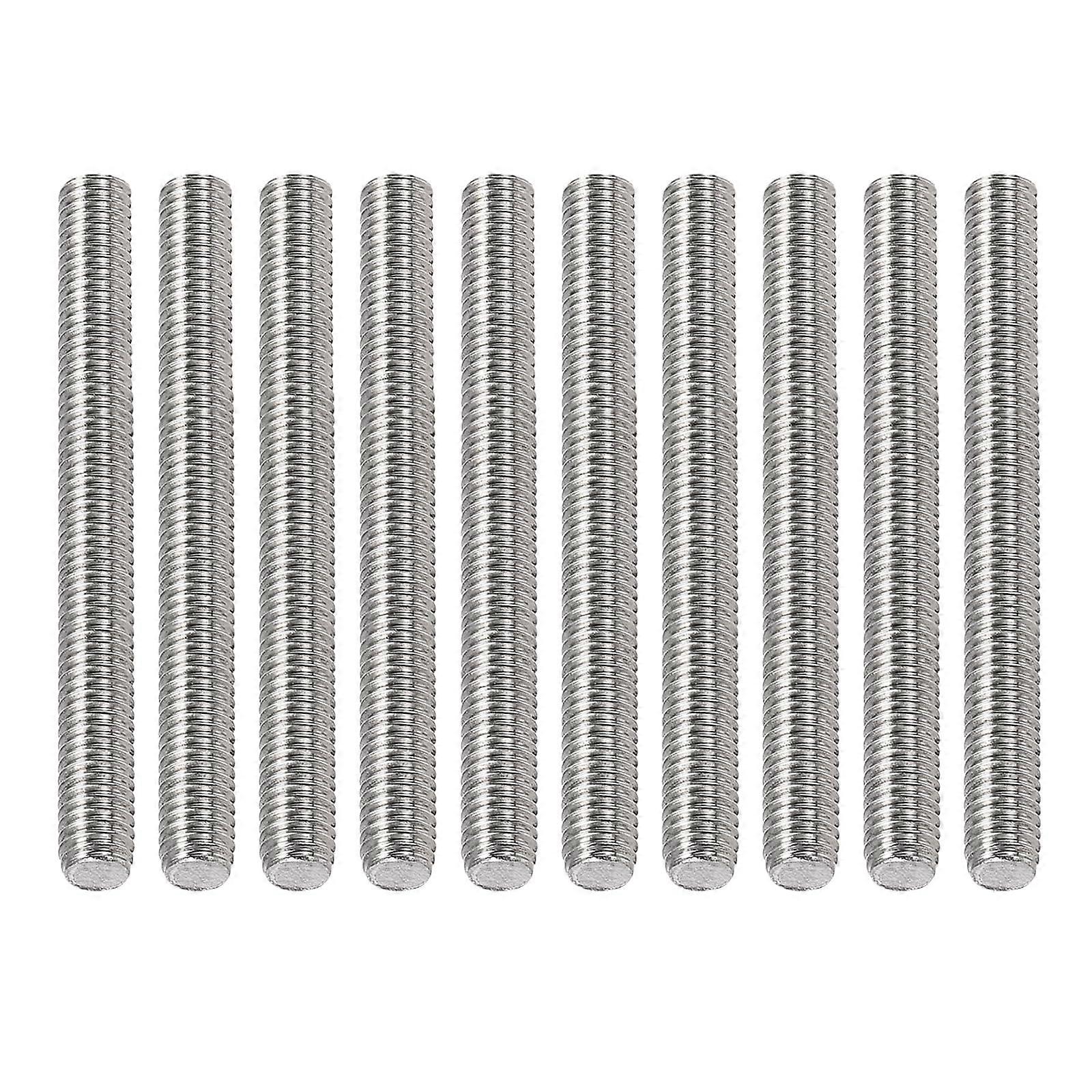 M3 Fully Threaded Spindle 0.5 x 30 mm 304 Stainless Steel Right Thread Pack of 10 for Machine Use Silver