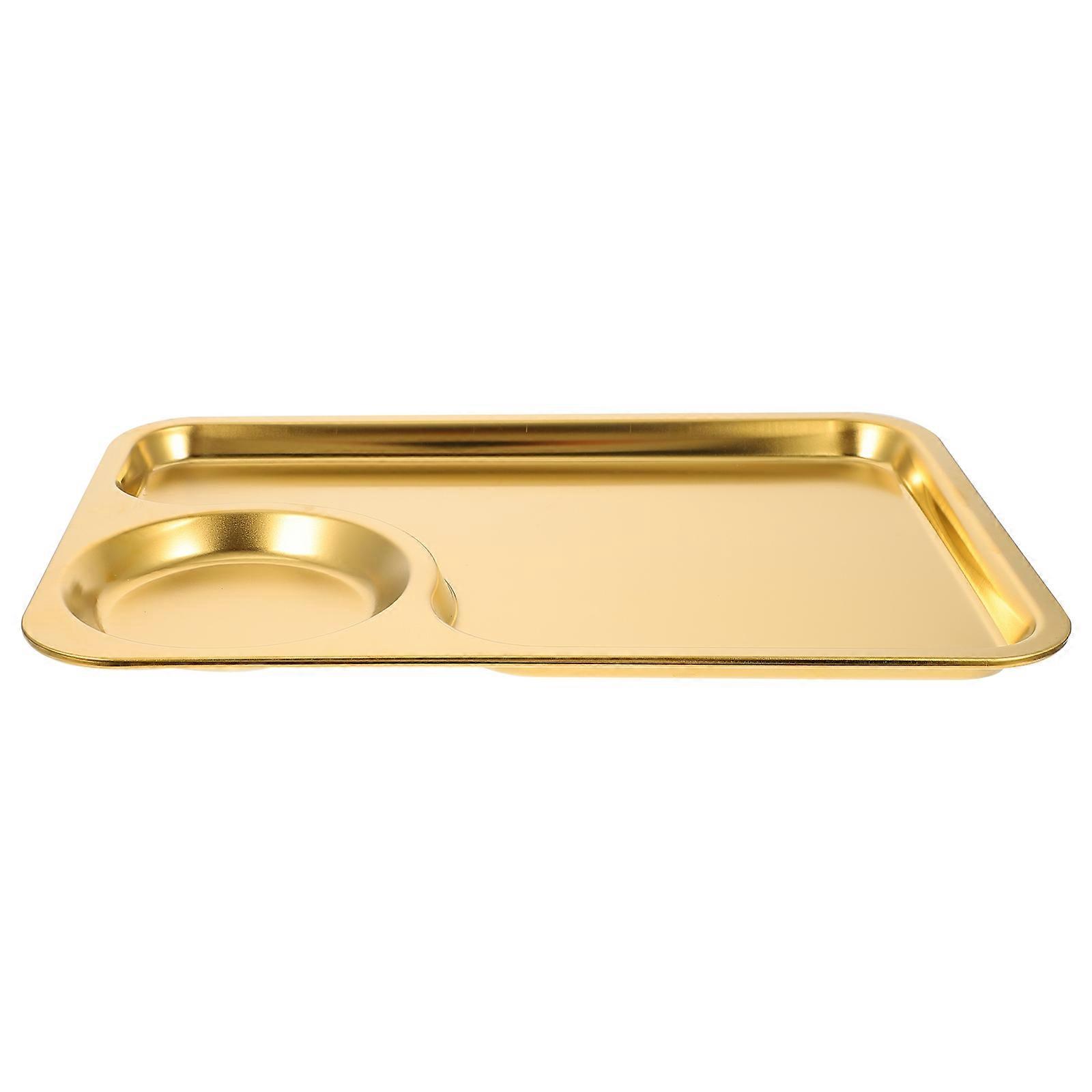 Golden Stainless Steel Food Storage Plate for Home Use Easy to Clean and 1pc