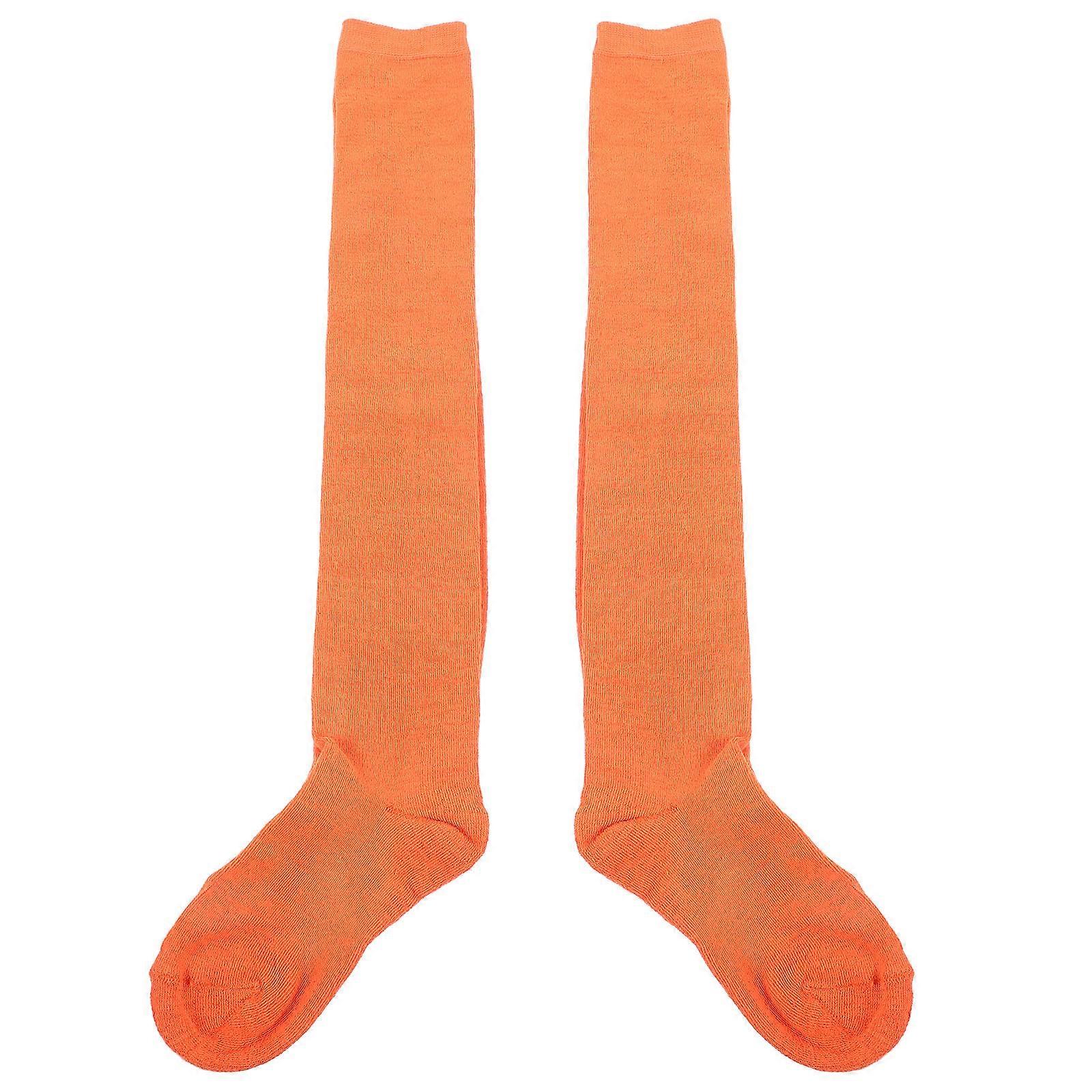 Socks Women Over Knee Socks Various Occasions Orange Cloth Warmth 1 Pair