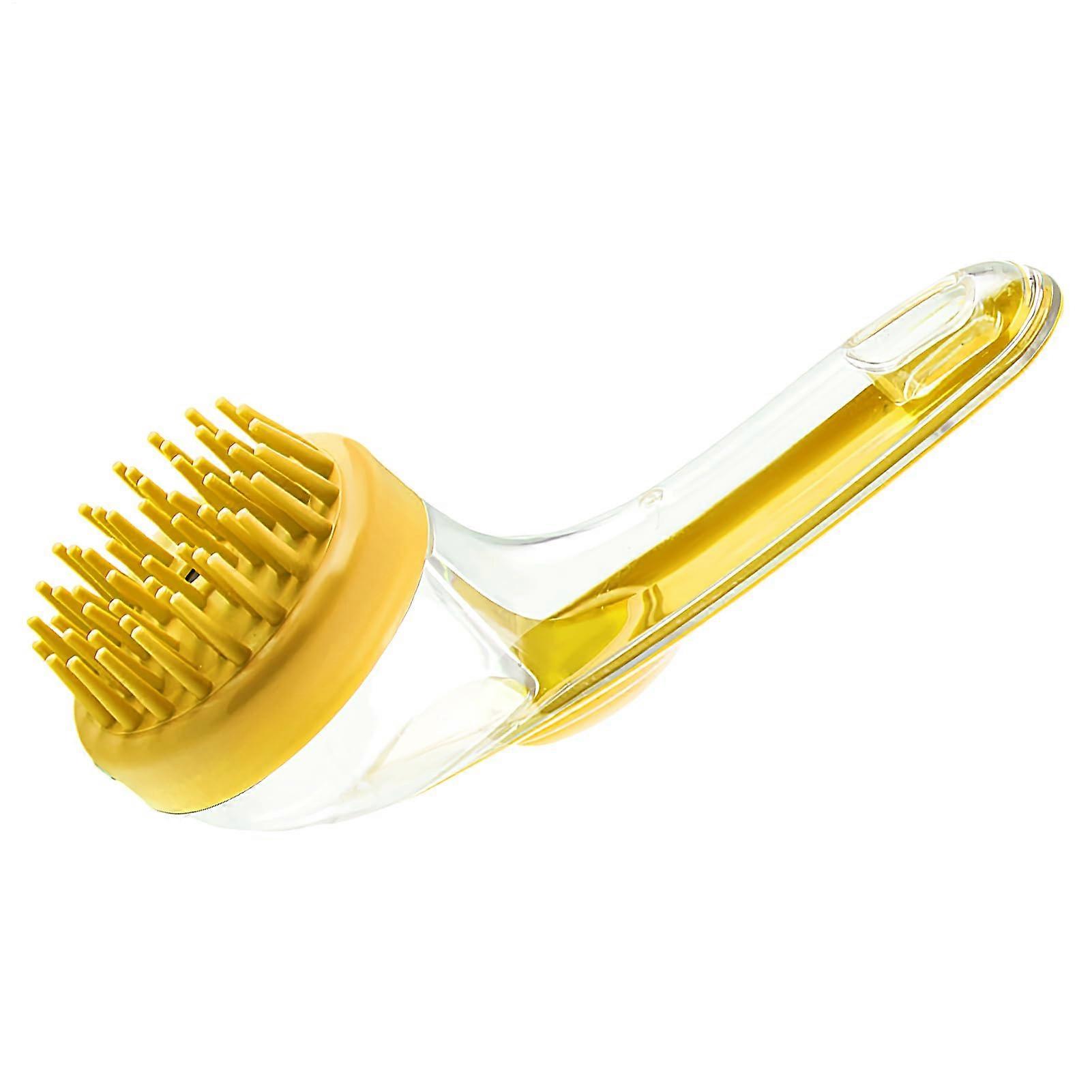 Dog Shampoo Brush with Shampoo Dispenser, Reusable Pet Scrubber Massage Brush for Short and Long Hair Dogs and Cats, Yellow