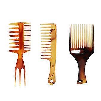 3pcs Hair Comb Set Professional Portable Home Barber Shop Wide Teeth Hair Pick Comb Styling ToolYMMR)