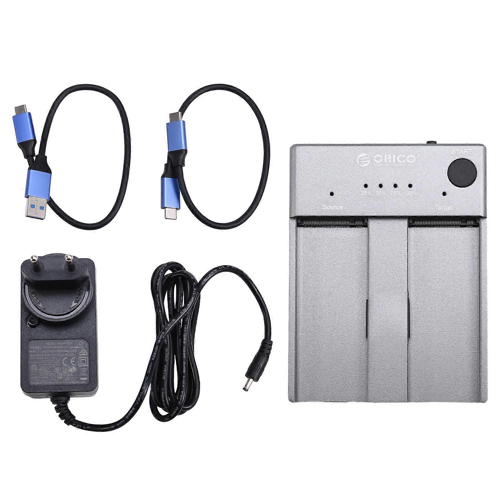 ORICO M.2 NVMe Cloner Dual Bay, Aluminium, USB-C, M.2 Duplicator Offline Clone EU STECKER
