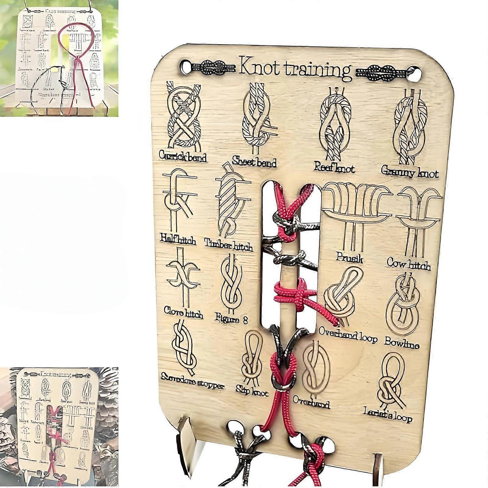 Knot Training Board, Learn to Tie Reef and Cross Knots, for Outdoor Survival, Camping (1pcs)