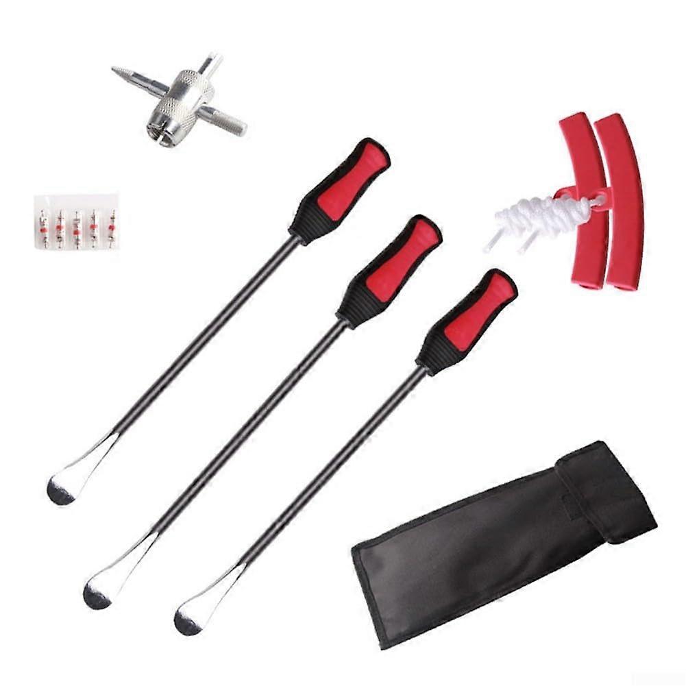 Tire Repair Lever Set For Motorcycle Enthusiasts With Portable Storage Case And Includes Two Rubber Crowbars