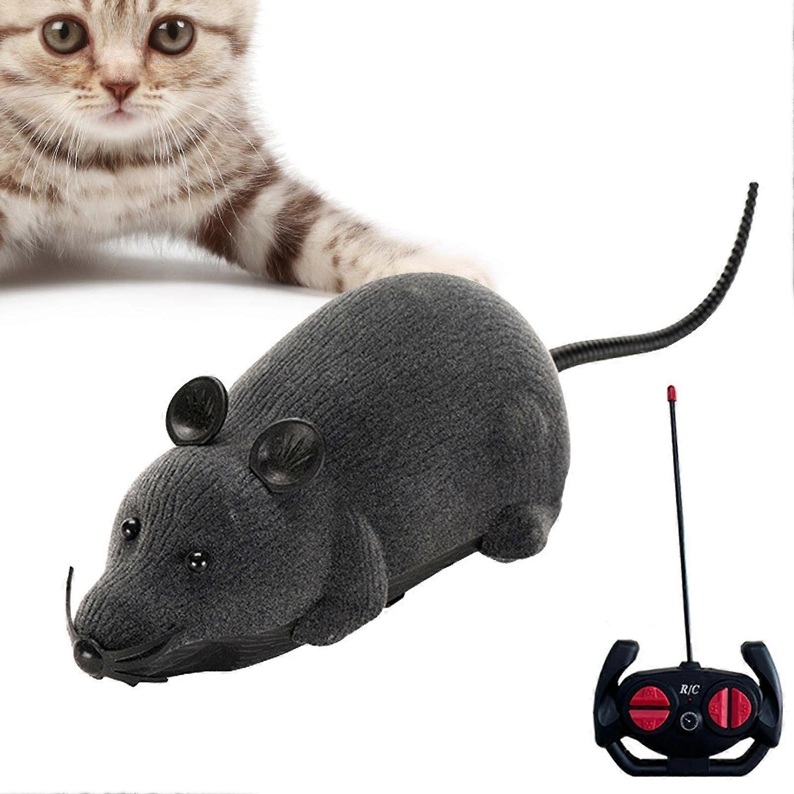 Wireless Electronic Remote Controlled Mouse Pet Toy for Cats, Interactive Robotic Mouse, Dark Gray Color, Prank Gift for Kids