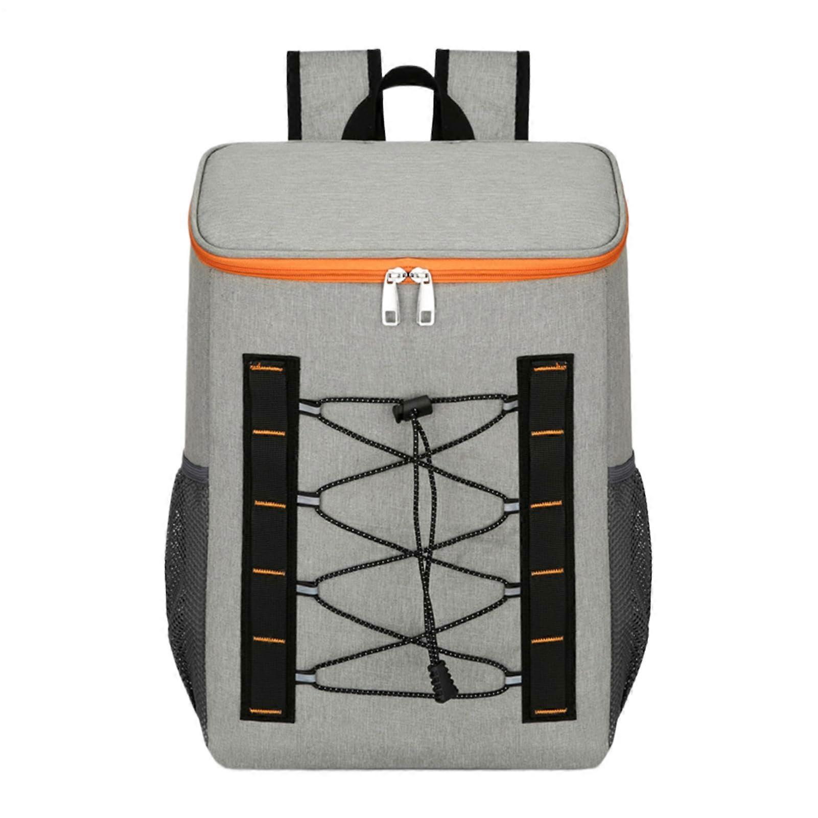 Camping Cooler Backpack, Waterproof Leakproof, Large Capacity Ice Chest Thermal Carrier Gray with Orange