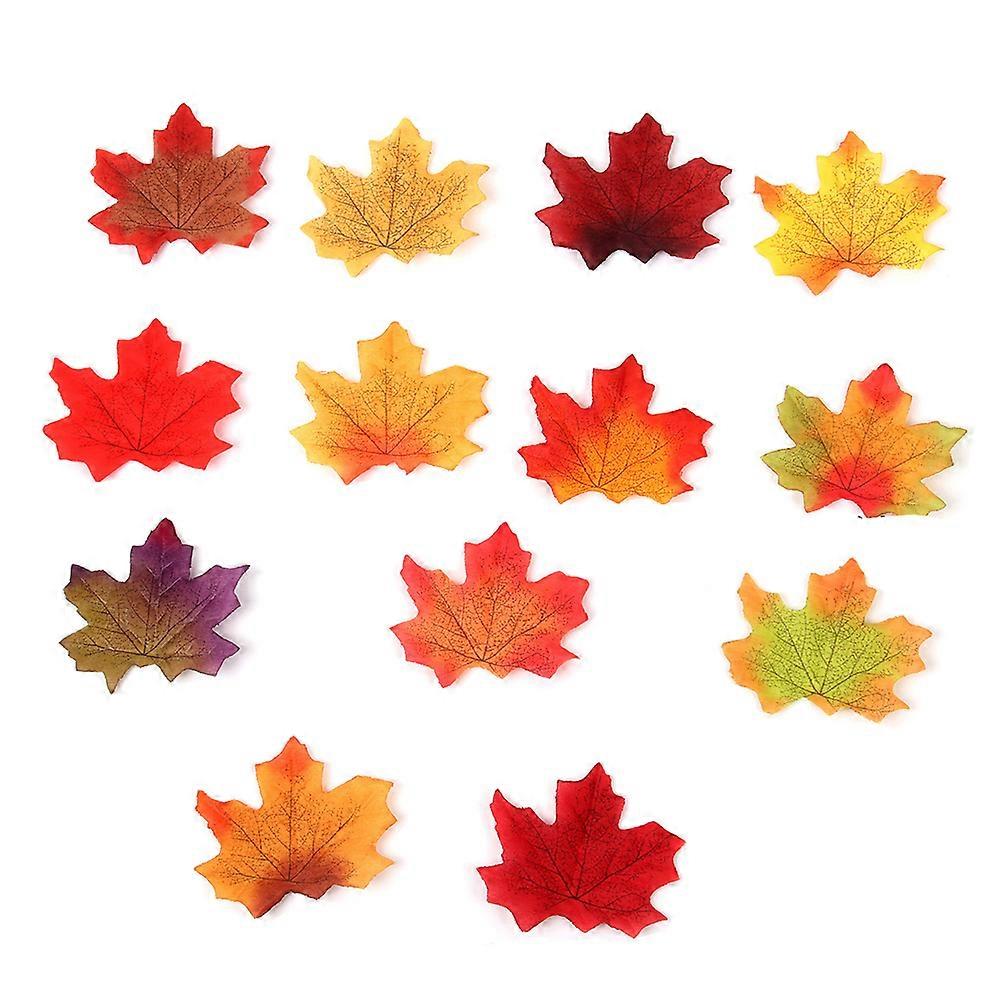 Artificial Maple Leaves Autumn Fall Decor Wall Decoration Maple Leaf Shape Realistic Design 200Pcs