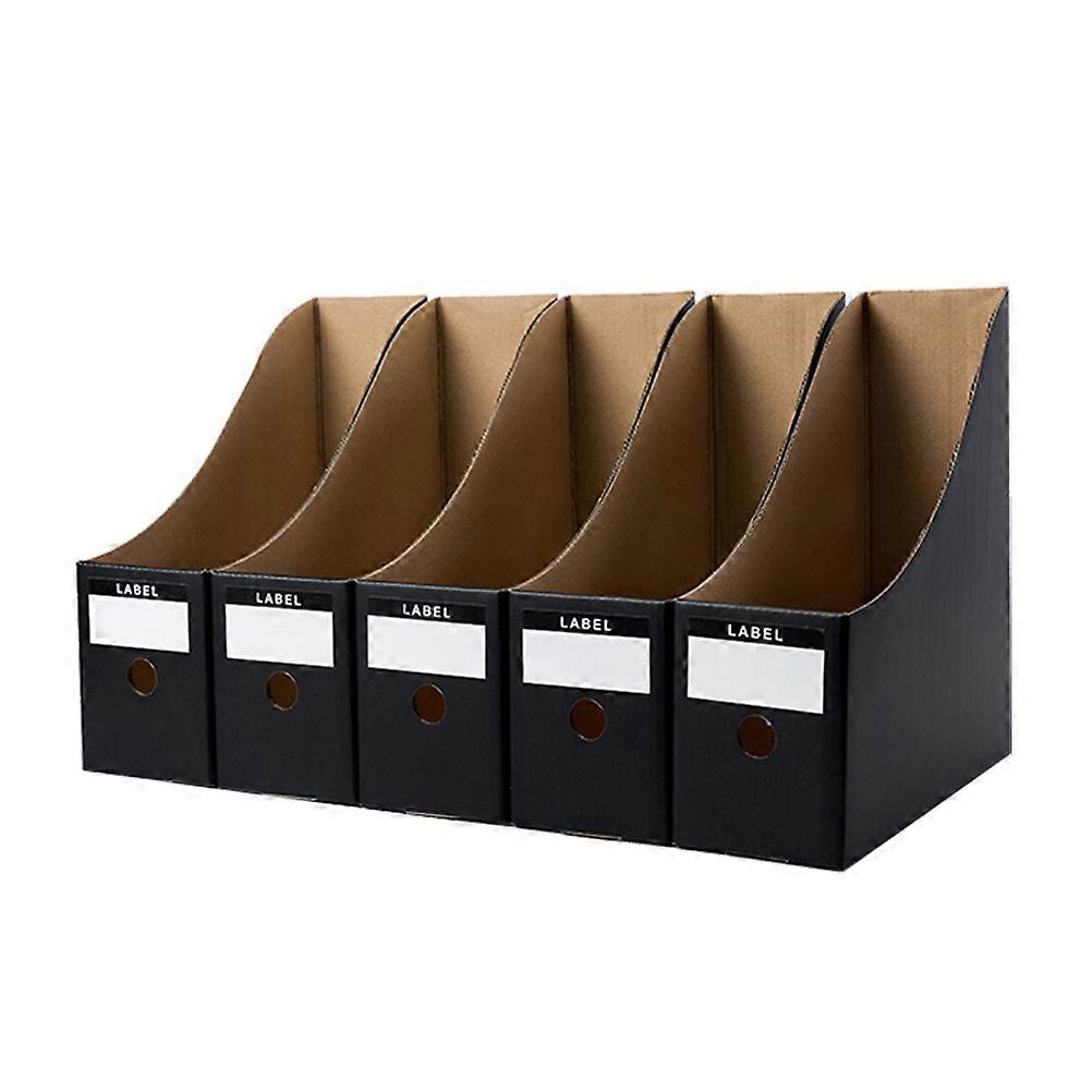Vertical File Holder Magazine Racks Paper Storage Organiser Dormitory Use 27x26x9cm Black Color 5Pcs