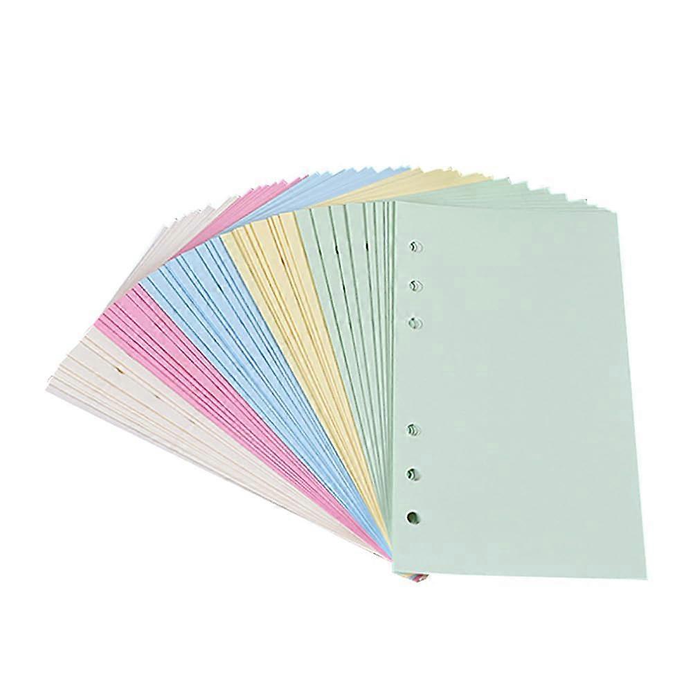 A6 Refill Paper, 6 Holes Loose Leaf Colorful Inserts, 100 Blank Sheets for Budget Journals and Notebooks