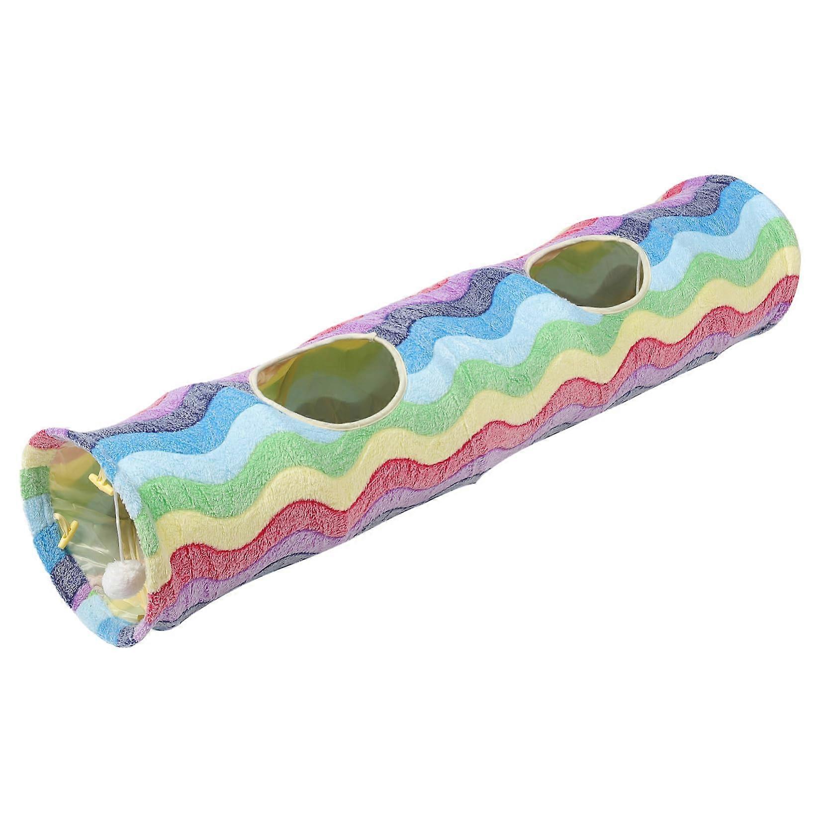 1 x Rainbow Cat Tunnel Folded Cat Tunnel Toy Cat Tube Cat Tunnel Doughnut Cat Tunnel for Home Cats Cat Maze Cat Wheel Colourful Flannel