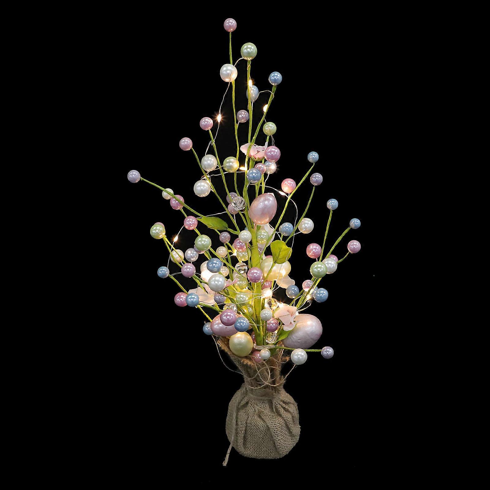 Artificial Egg Tree Branch LED Decoration Silver 45x30cm Glowing 1Pcs