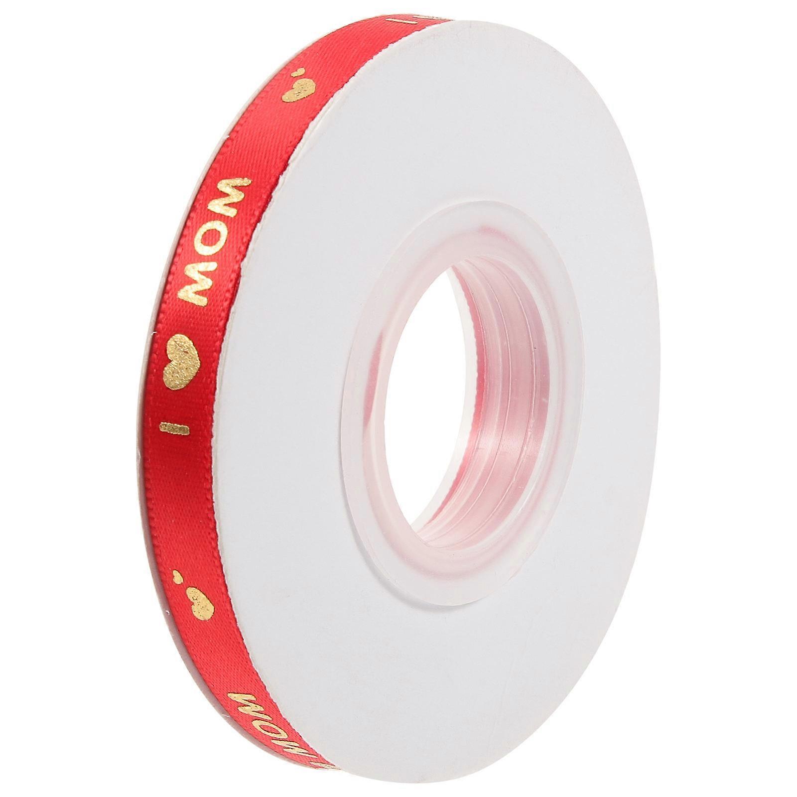 Mother's Day Ribbon Red with Heart Pattern Ribbon for Gift Wrapping DIY Use