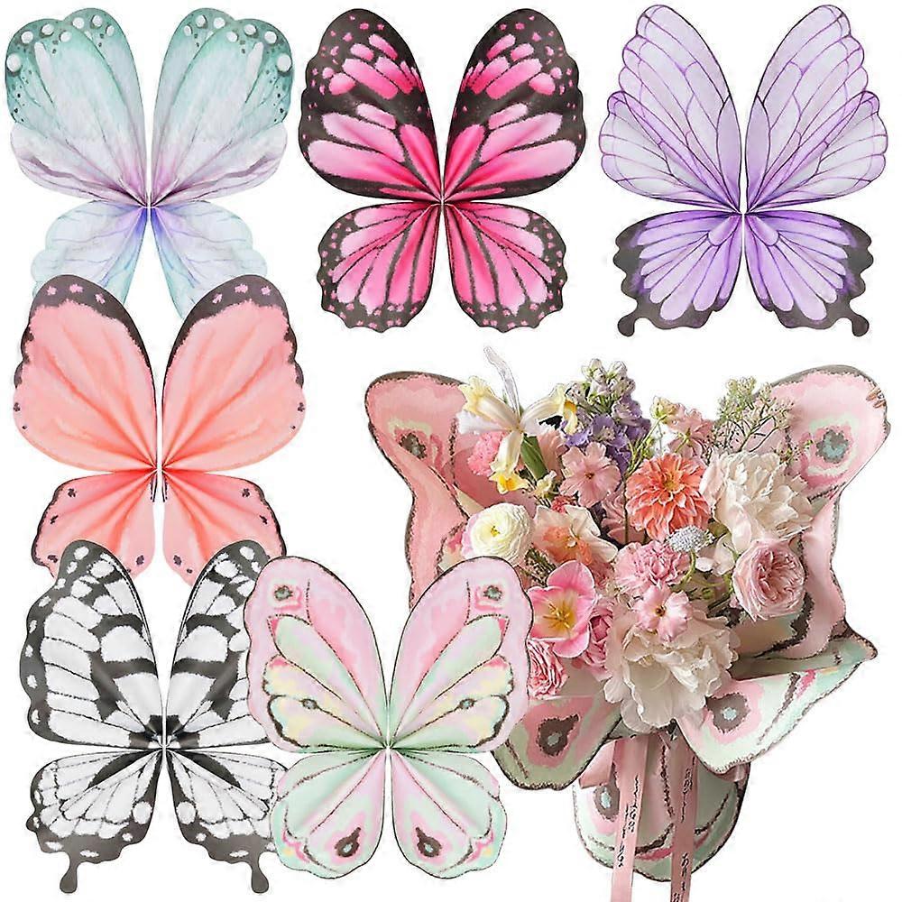 Butterflies Bouquet Paper Gift Wrapping Paper For Bouquets 6 Pairs Colorful Butterfly Flower Packaging Wrapping Paper