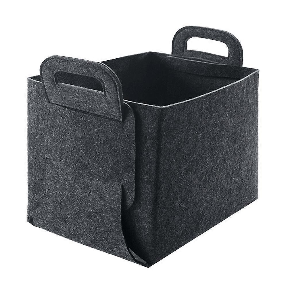 Grey Foldable Felt Storage Basket with Handles for Toys and Sundries Organization Large Size 12.6x8.7x9.8 Inches