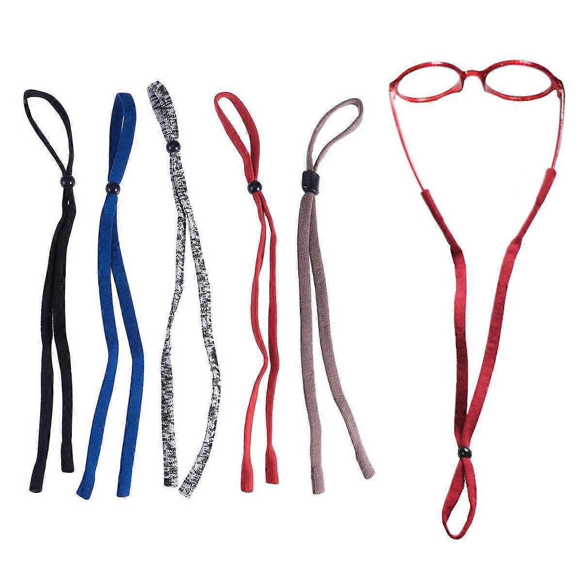 Eyeglasses Strap Anti-Slip Sunglass Cord Diamond Buckle Design For Outdoor Sports Everyday Use Red White 5Pcs