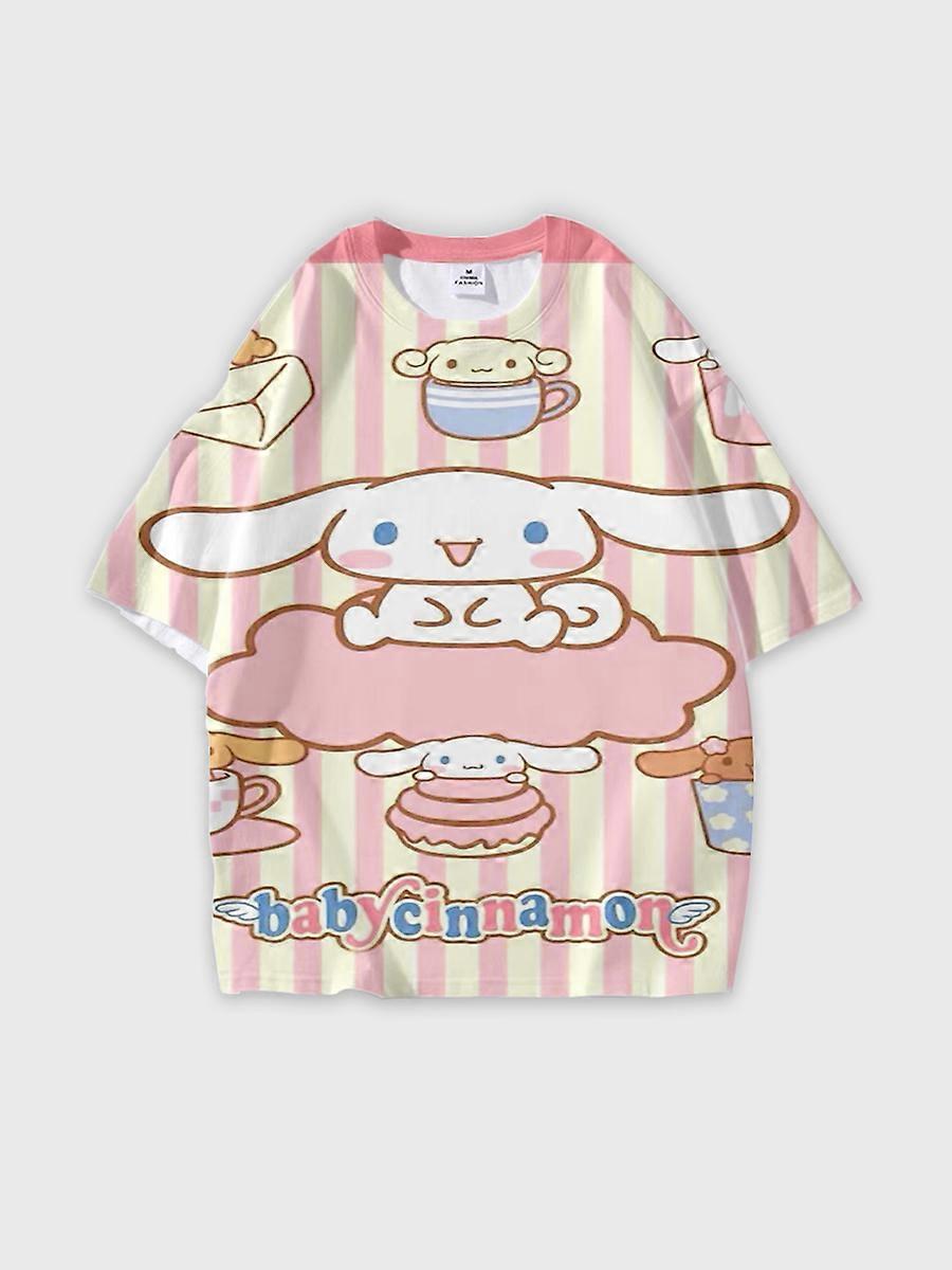 T-shirt round neck Cartoon Pattern loose short sleeve E2747
