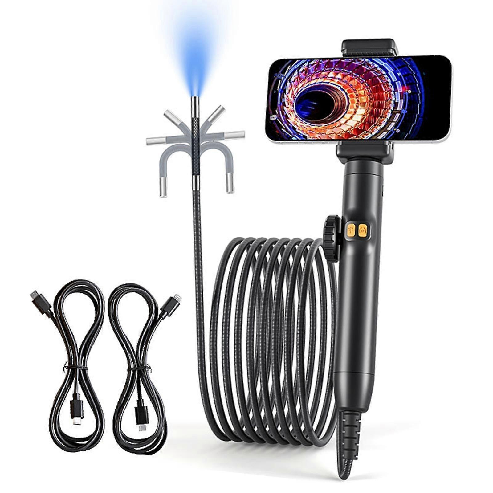 Industrial Endoscope Inspection Camera 360 Degree Articulating Borescope Camera 6mm/8mm Lens Flexible Endoscope Camera Multicolor