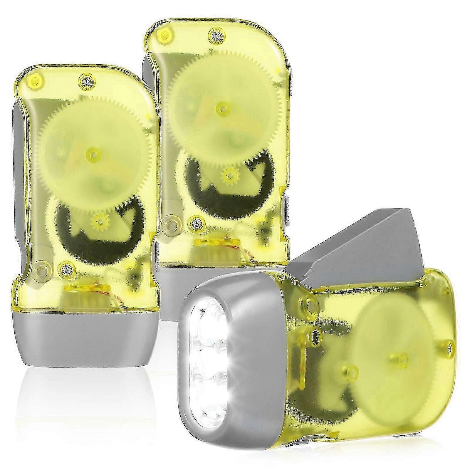 3Pcs Hand Crank Flashlight Small Flashlight Colored Flashlight 3 LED Flashlight Portable Flashlight