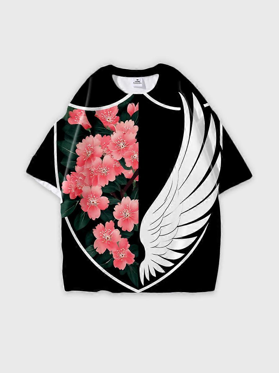 T-shirt round neck Pattern loose short sleeve N321