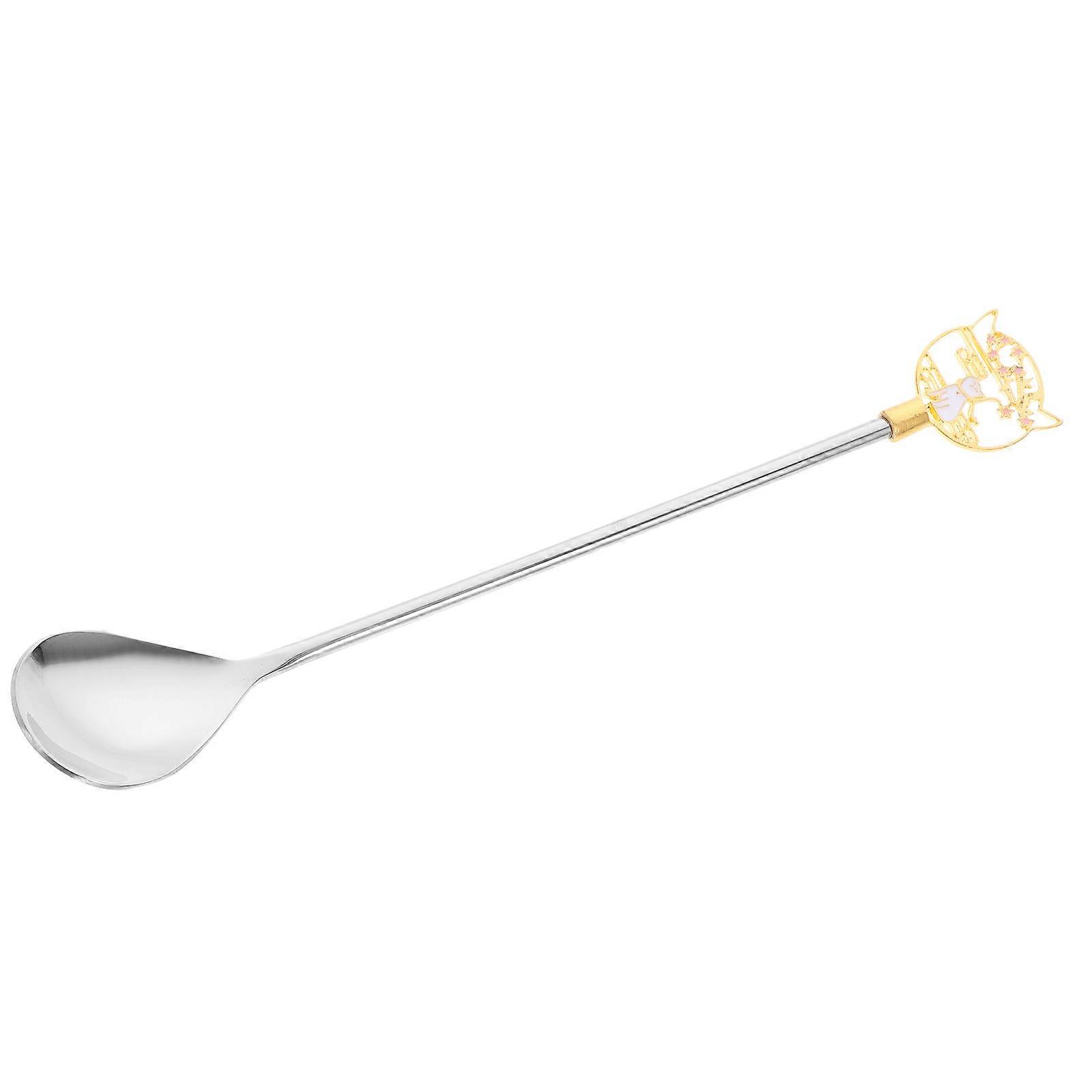 Creative Metal Spoon For Mixing Drinks In Home Use With Extended Handle Silver 1Set