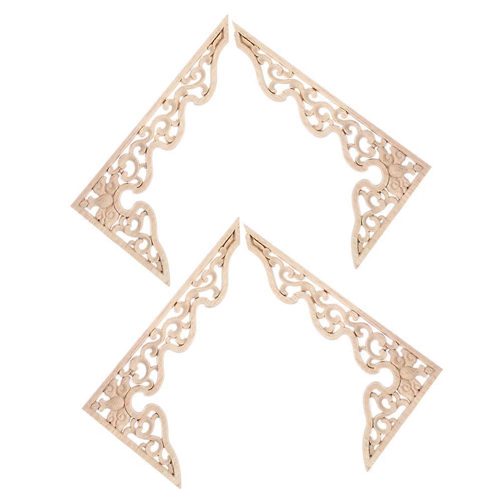 Handcarved Wooden Appliques for Furniture with Khaki Color and Versatile Design 4pcs