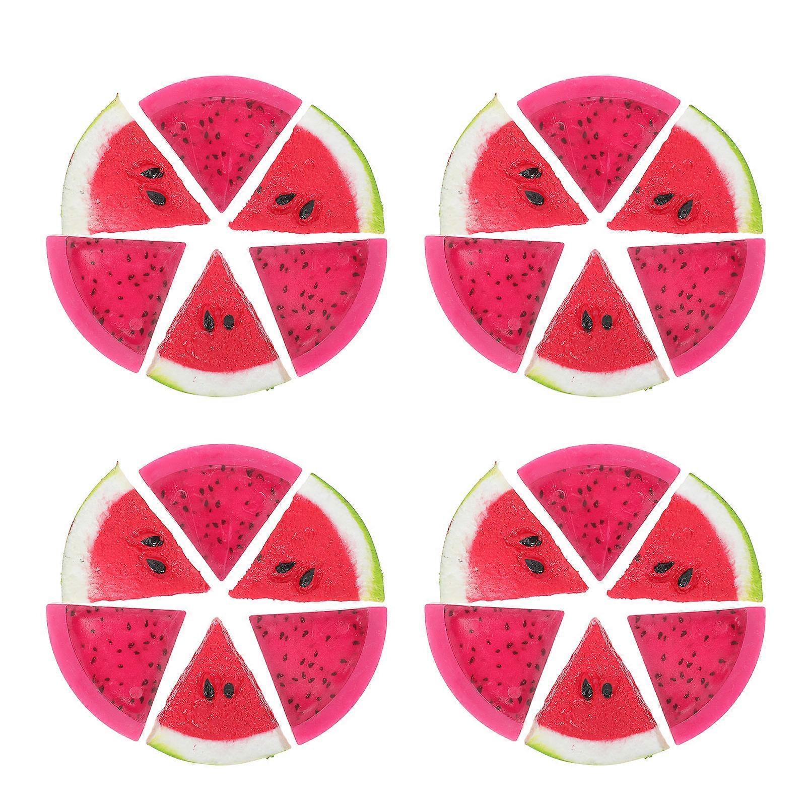 Creative PVC Simulated Fruit Slice for Decor Assorted Color Vivid Watermelon Pitaya Design 1 Set