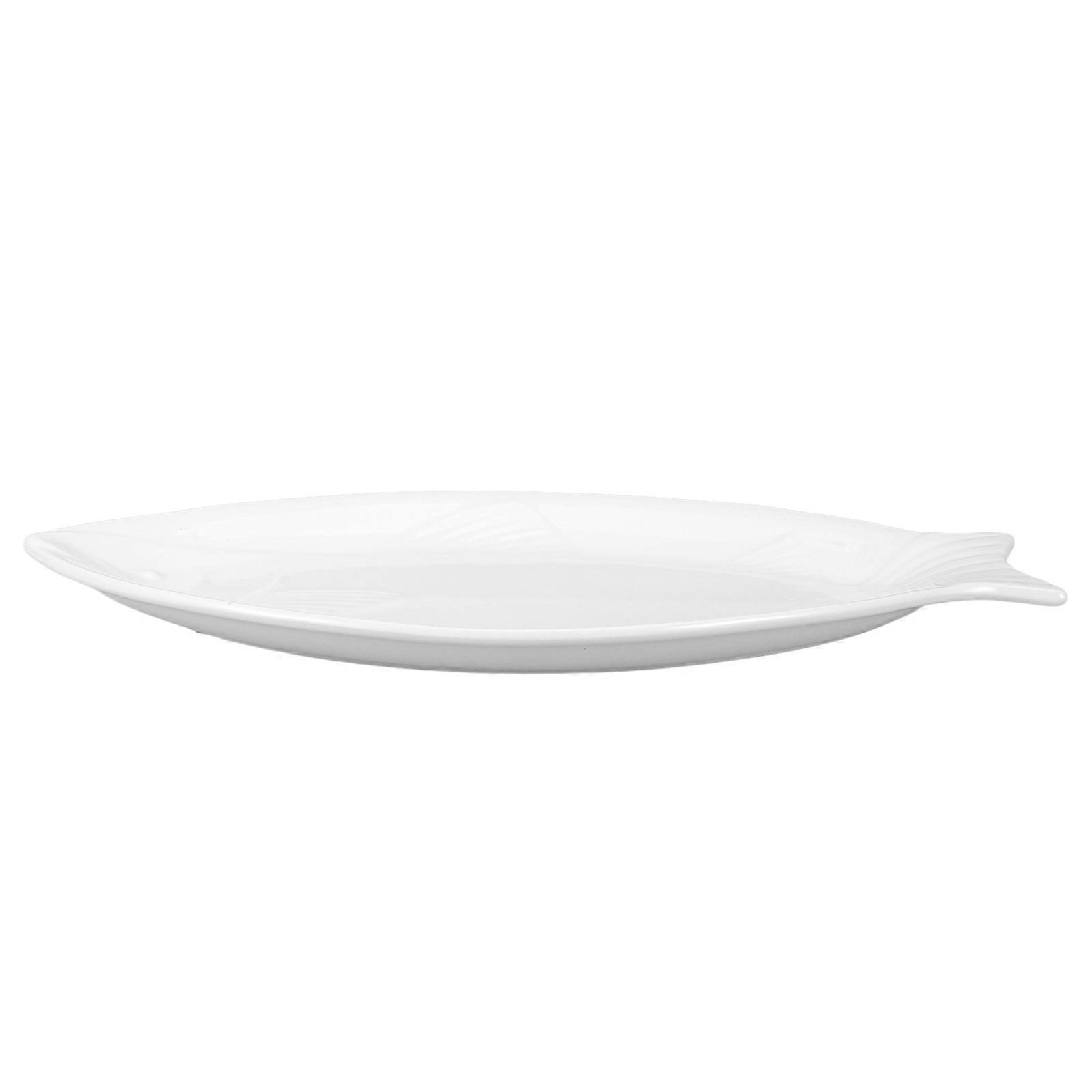 Fish Shaped Ceramic Food Serving Plate For Restaurant Elegant Design Long-Term Use Easy To Clean 1Pack