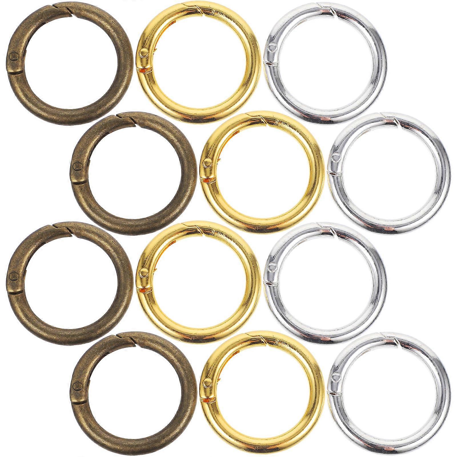 Colored Round Spring ORings with Snap Buckles for Crafts and Garment 15 Pieces Assorted Color