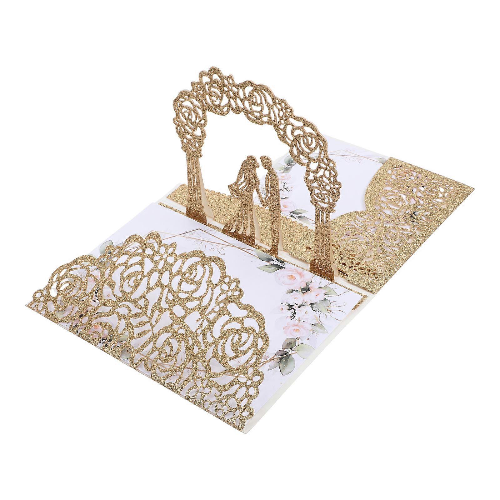 Elegant Glitter Paper Wedding Invitation Cards with Envelopes Golden Design for Special Day