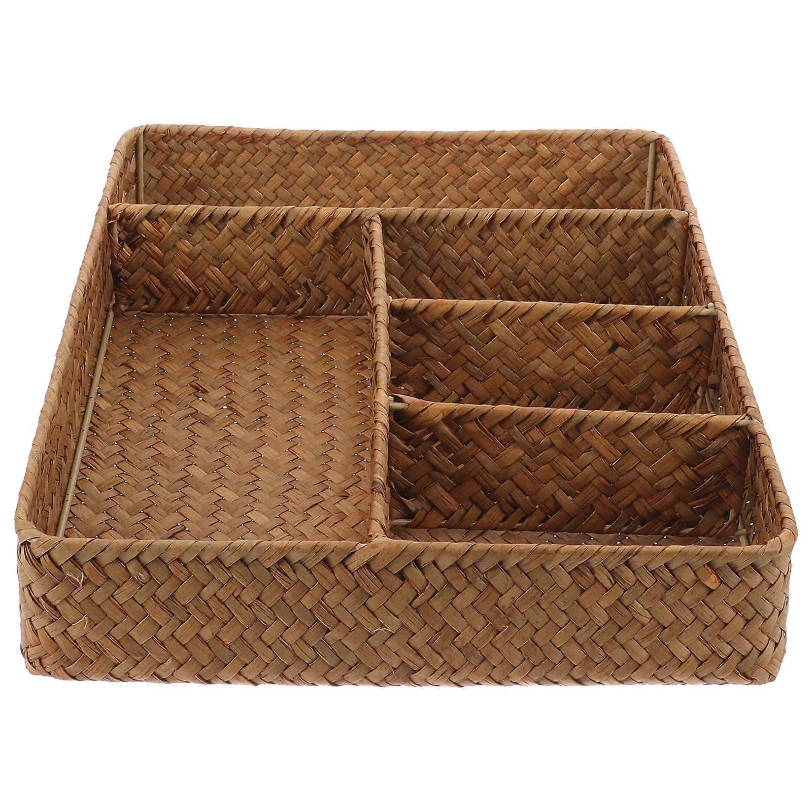 Rustic Basket Countertop Organizer Multi Compartment Basket For Housewives Elegant Design 1Set