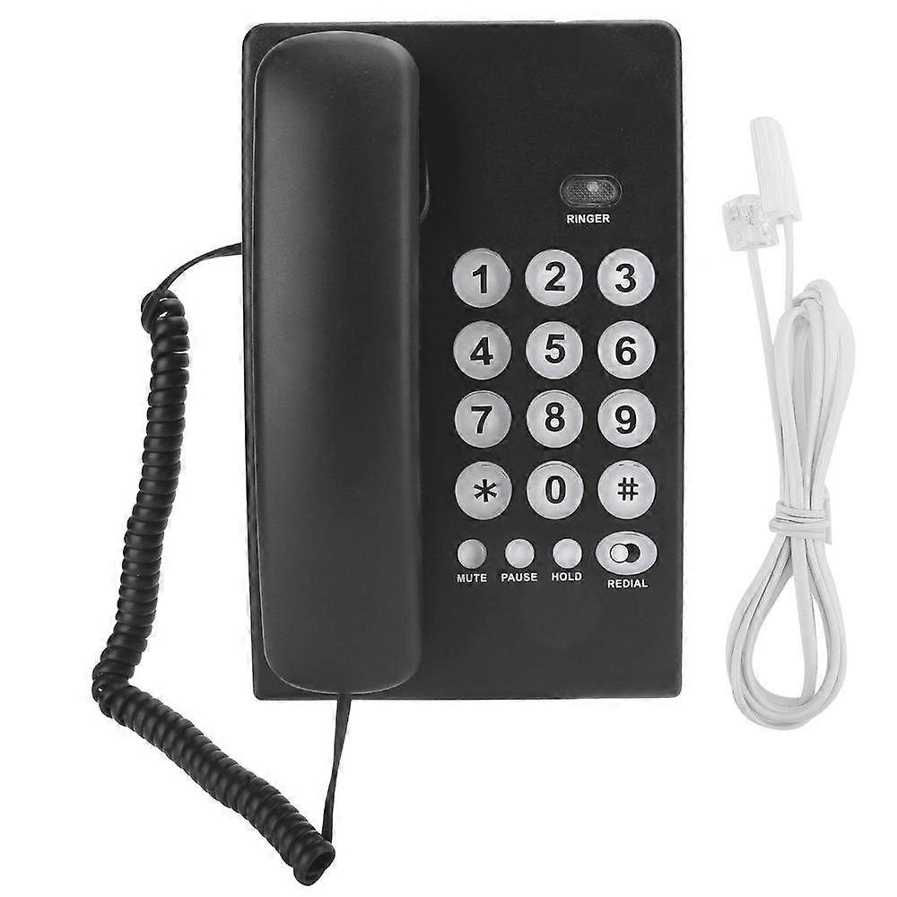 KXT504 Portable Fixed Landline Telephone with Mute Function for Home and Office, ABS Black