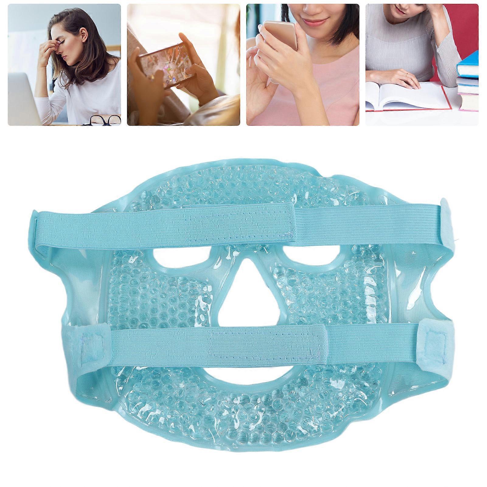 热冷 Comress 凝胶珠面罩软肿胀减压热冰袋面罩睡眠天蓝色