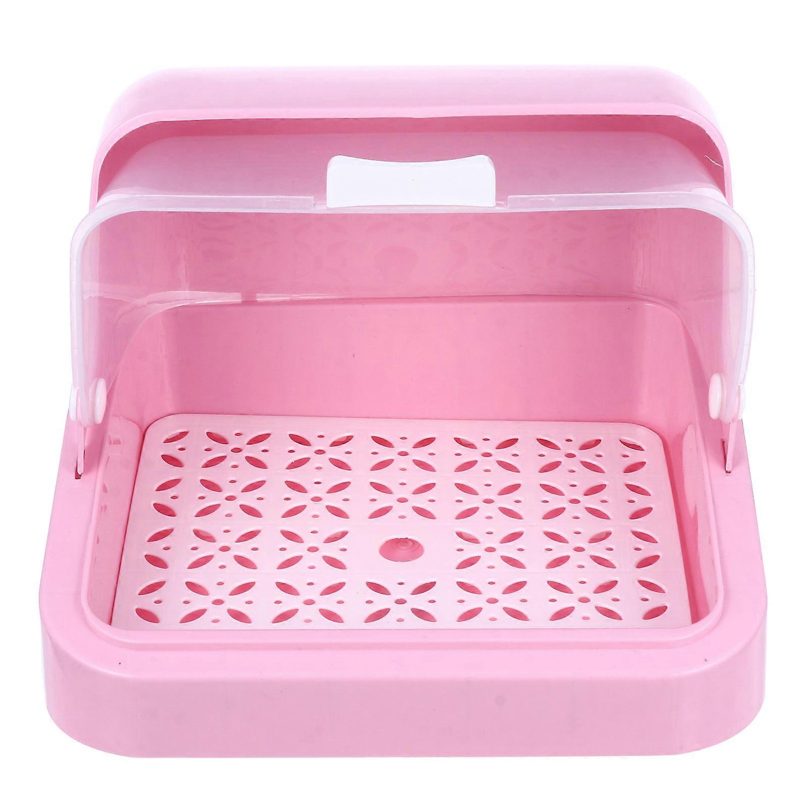 Baby Bottle Storage Box with Draining Tray for Storage Use Made of PP Pink Large Capacity