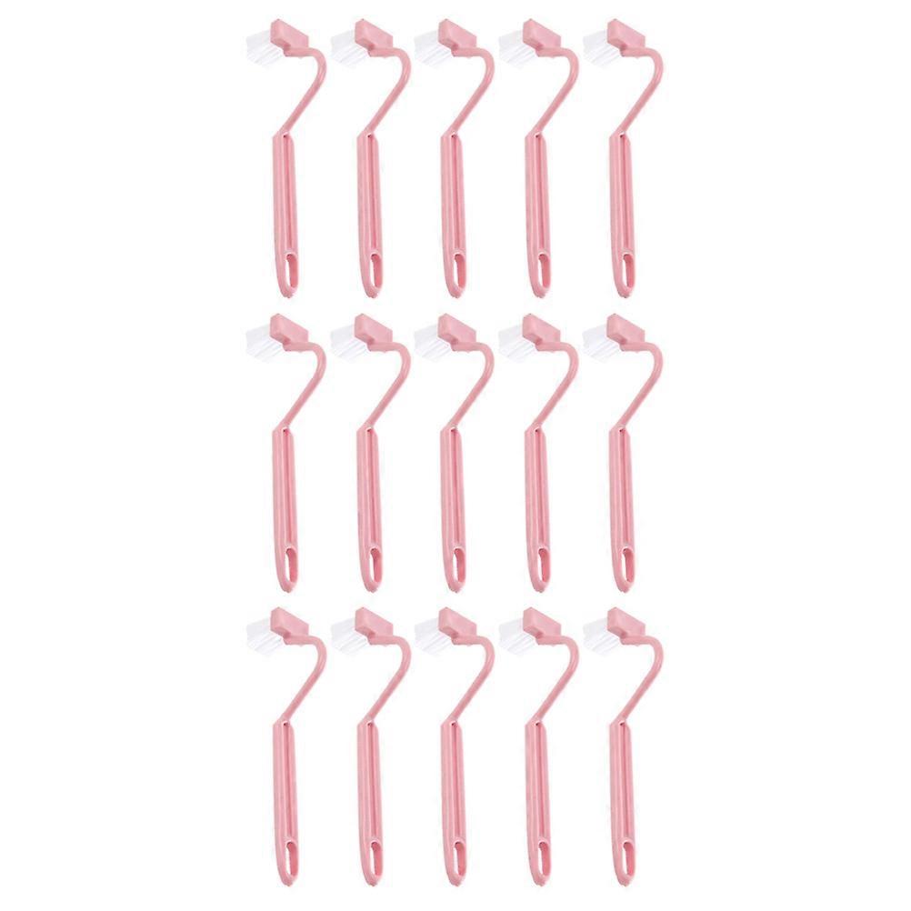 S-Type Toilet Brush 15Pcs Long Handle Curved Bathroom Cleaning Tool Pink Plastic Perfect For Hotel And Office Cleaning Needs