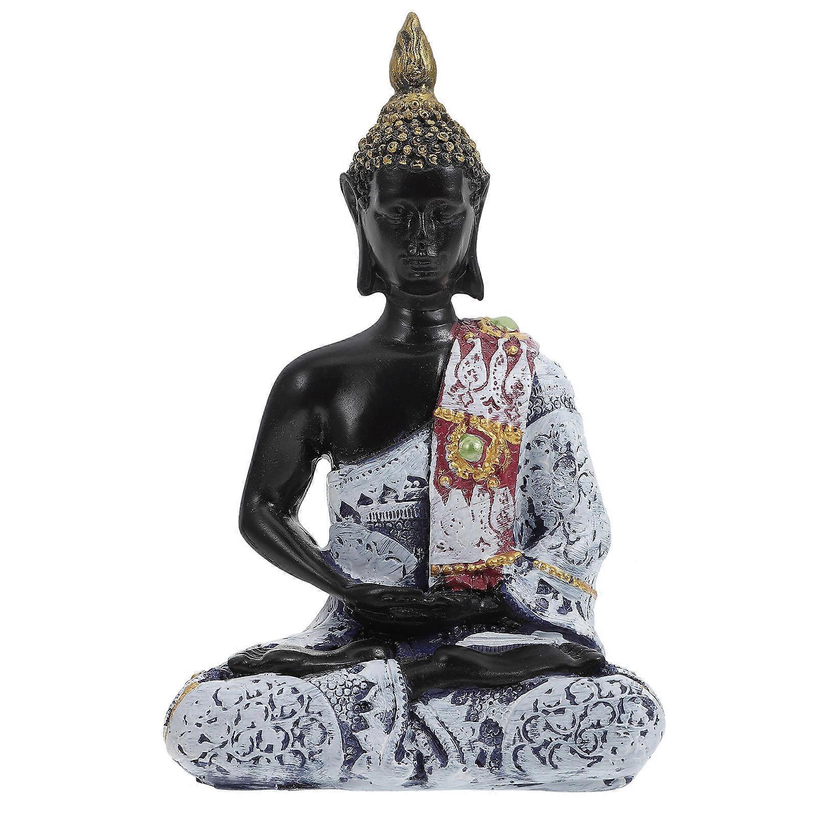 Compact Multicolored Resin Buddha Statue for Decor Meditation Style Adornment 4.7 Inches