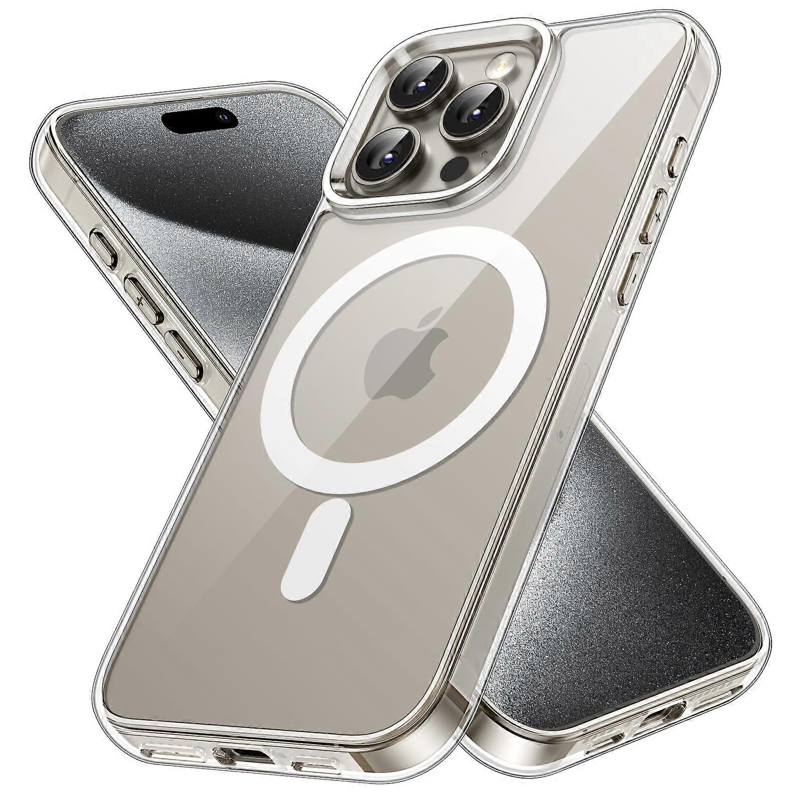 Magnetic Case For iPhone 15 Pro 6.1 Inch, MagSafe Wireless Charging, Shockproof Case, Scratch-Resistant Transparent Back