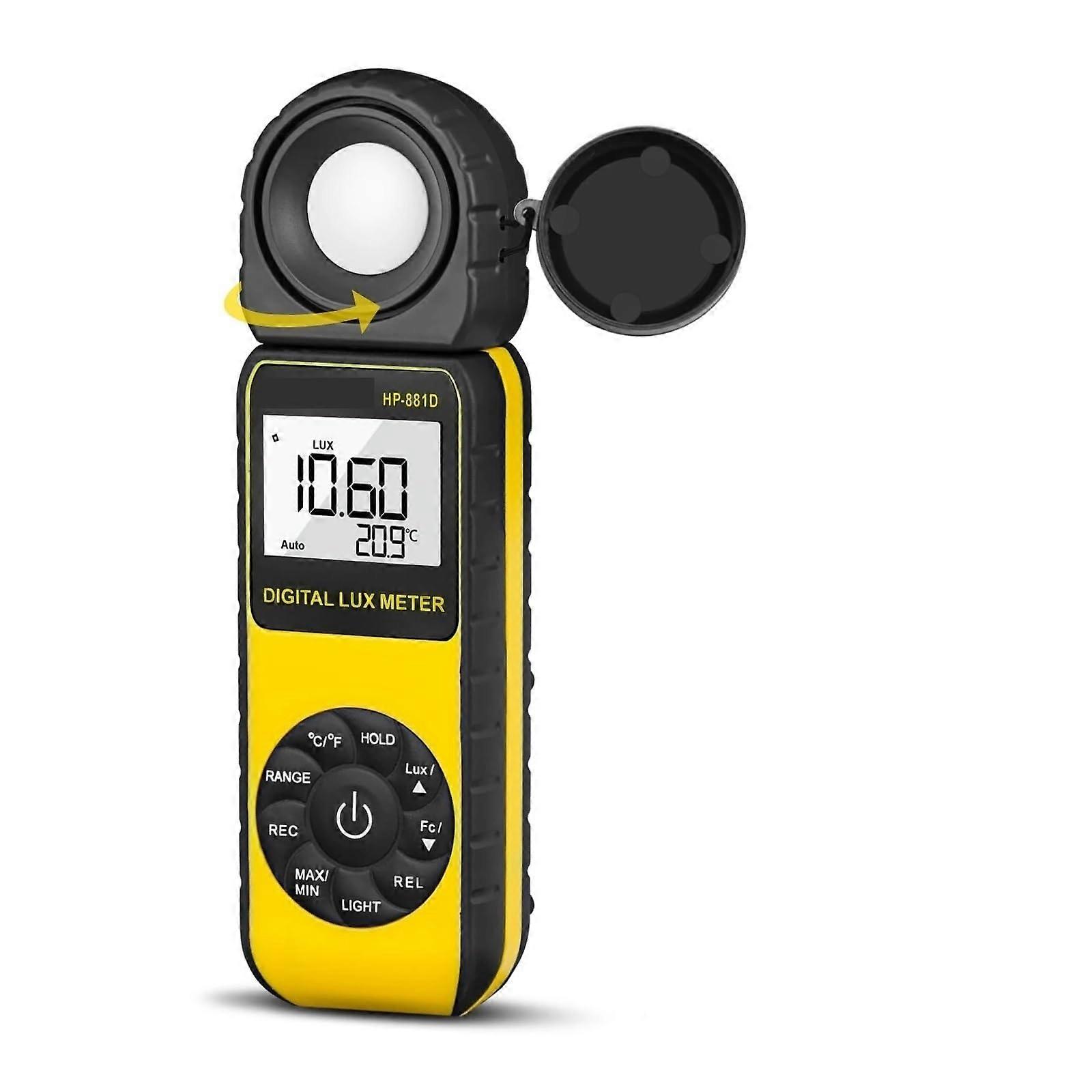 Luxmeter 881D Digital Light Meter - High Accuracy, 1 to 400,000 Lux Range, LCD Display, Auto Zero Function, Low Power Consumption