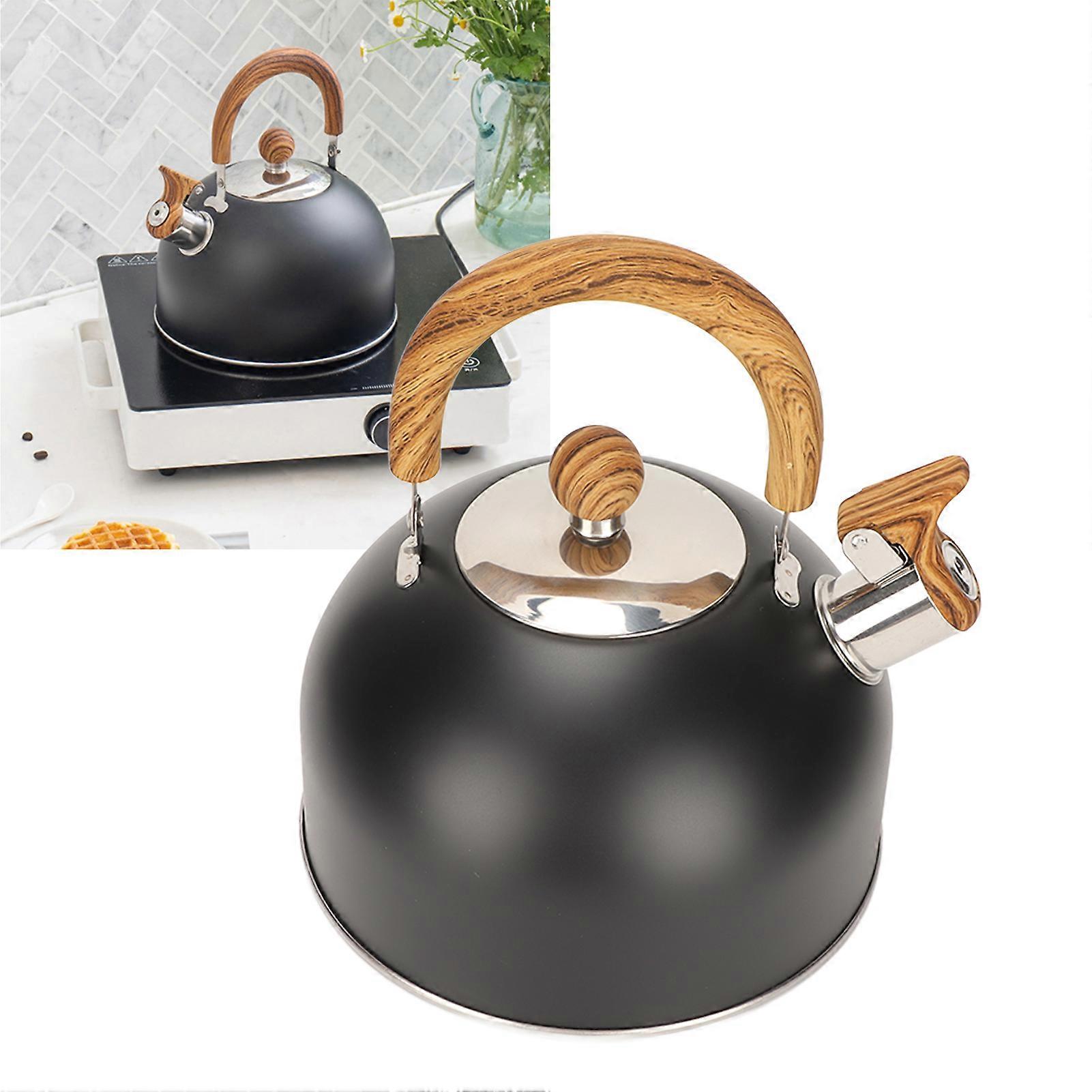 2.5L Stainless Steel Kettle Rustproof Prevent Scalding Whistling Teapot Tea Kettle with Ergonomic Handle for Home 