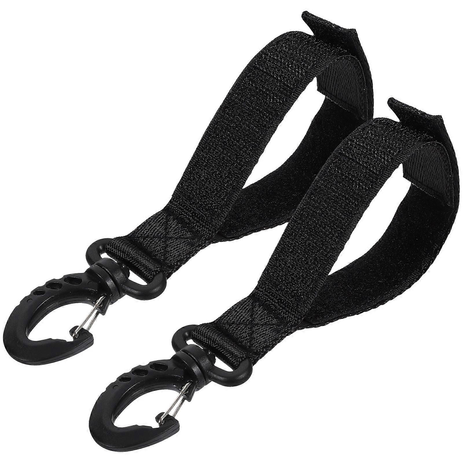 Kayak Paddle Safety Leash with Elastic Nylon Rope for Boat Black Lightweight Durable 2pcs